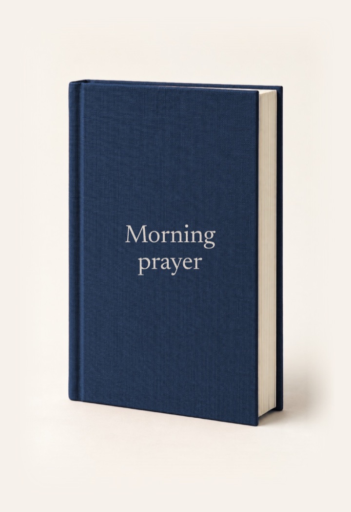 The cover of Morning prayer, a hardcover in Navy with its title on the front.