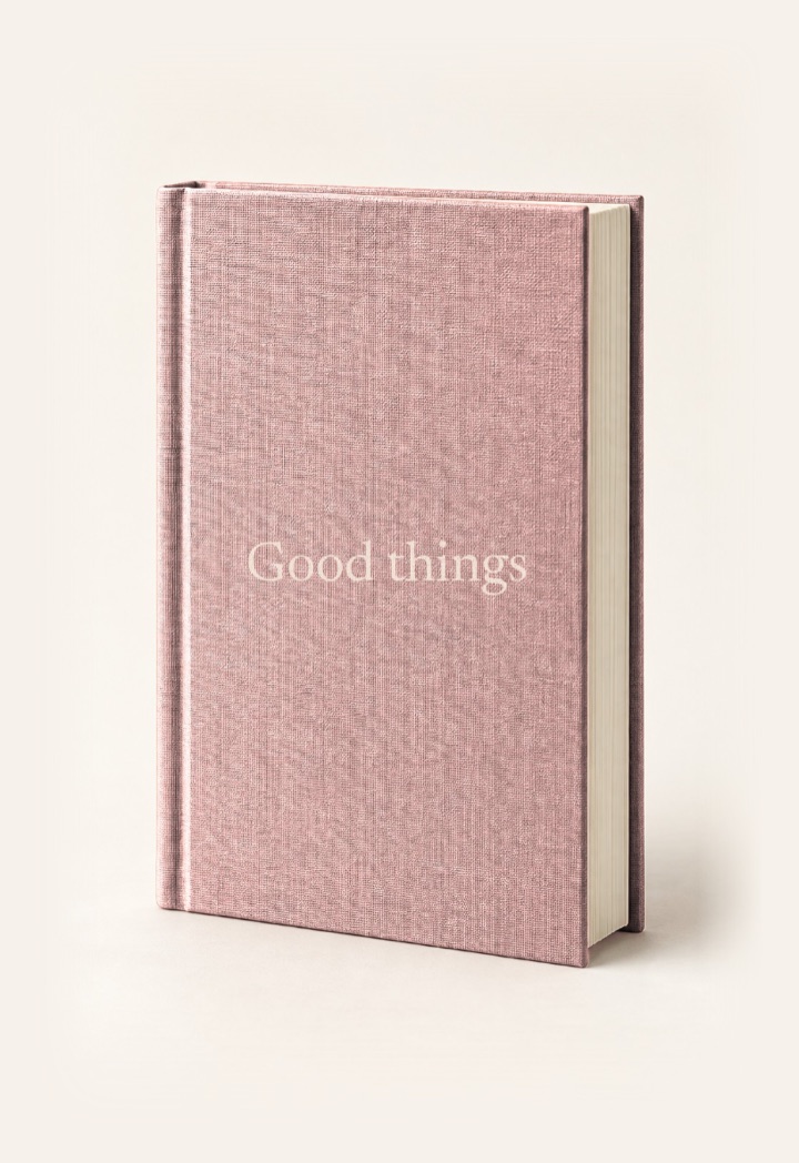 The cover of Good things, a hardcover in Blush with its title on the front.